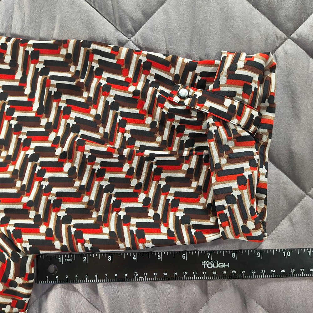 (22/24W) Women's Cato Red Brown White and Black Geometric Patterned Blouse - Picture 4 of 6